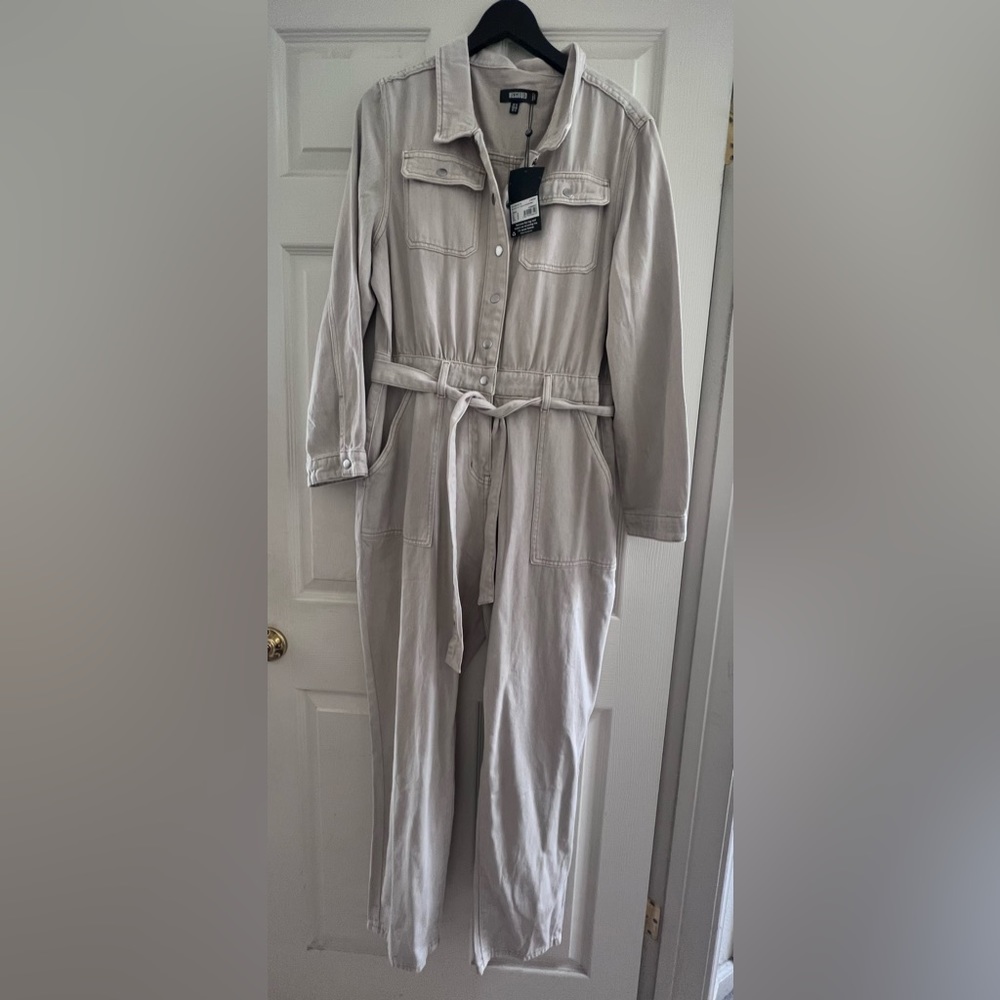 CREAM DENIM JUMPSUIT